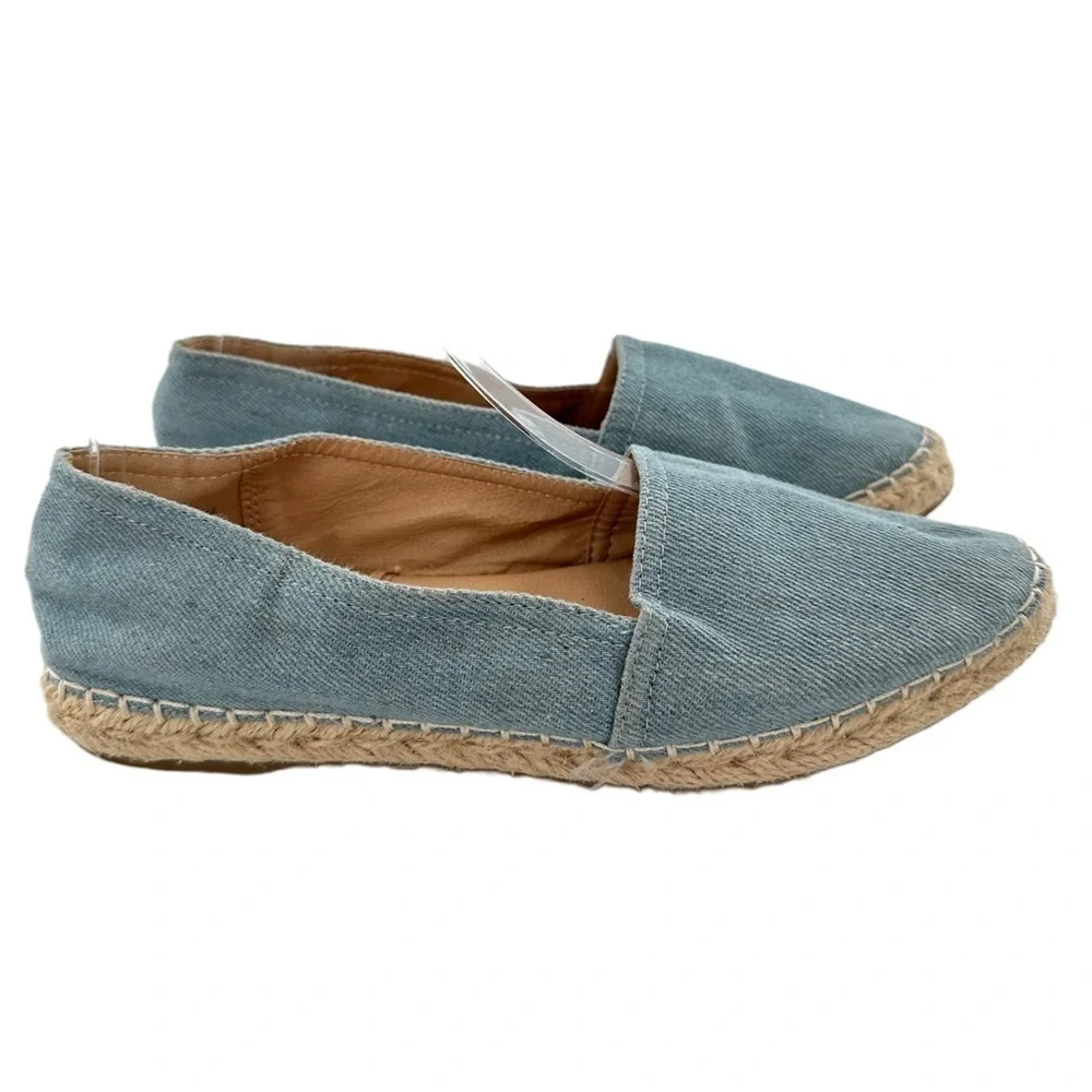 Espirit womens Wyoming flats size 6.5 blue denim pointy toe Espadrilles loafers
